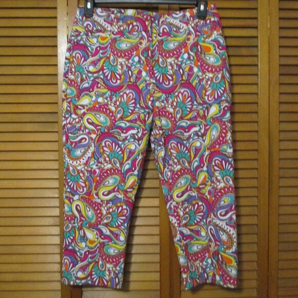 Attyre New York pants cropped/ankle colorful & stretchy size 14 - Picture 1 of 6